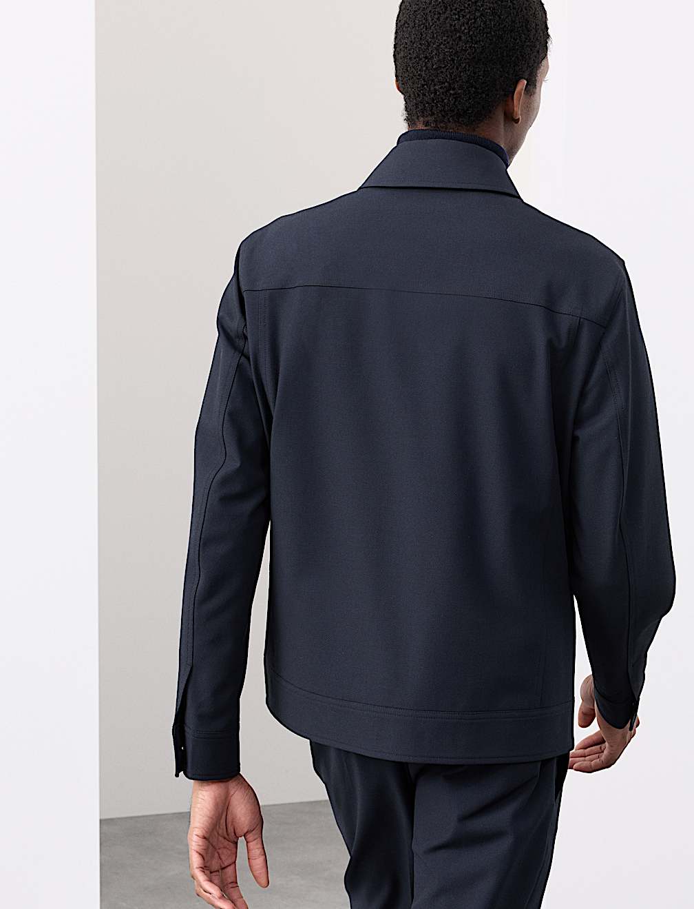 Textured Technical Twill Trucker Jacket