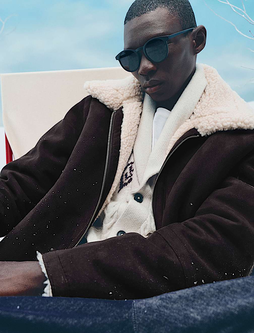 Faux Suede Aviator Jacket