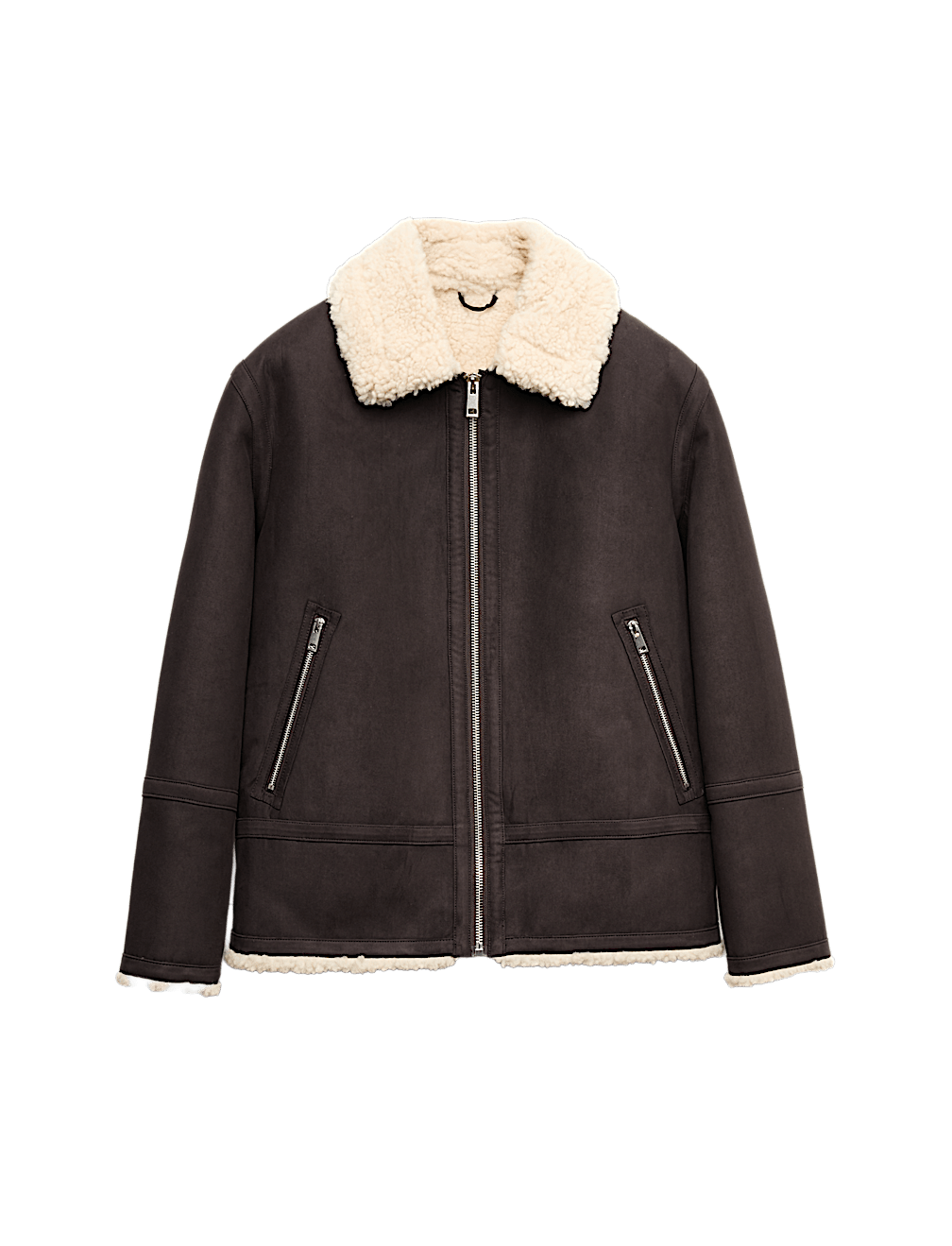 Faux Suede Aviator Jacket