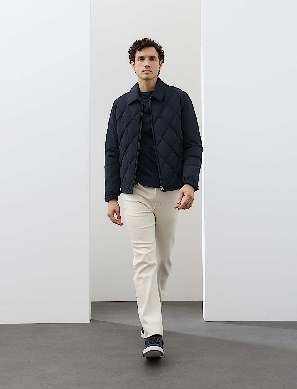 Diamond Quilted Collared Jacket