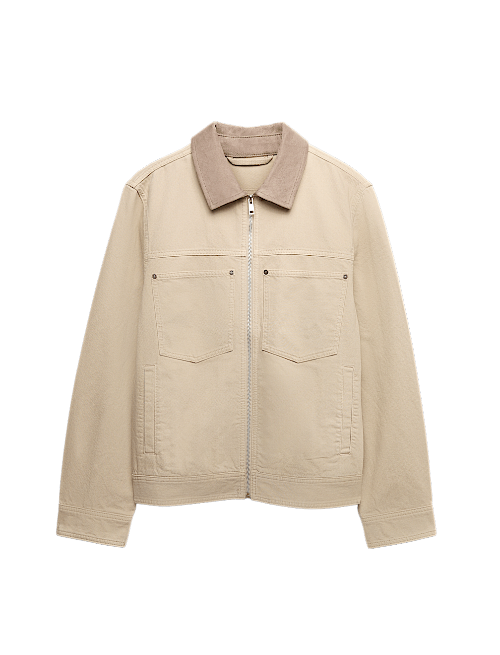 Pure Cotton Contrast Collar Denim Trucker