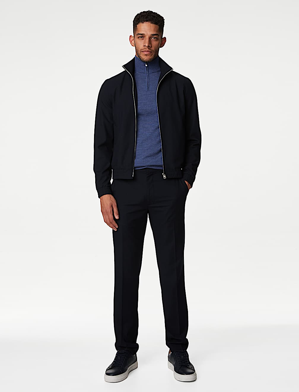 Funnel Neck Stretch Bomber Jacket