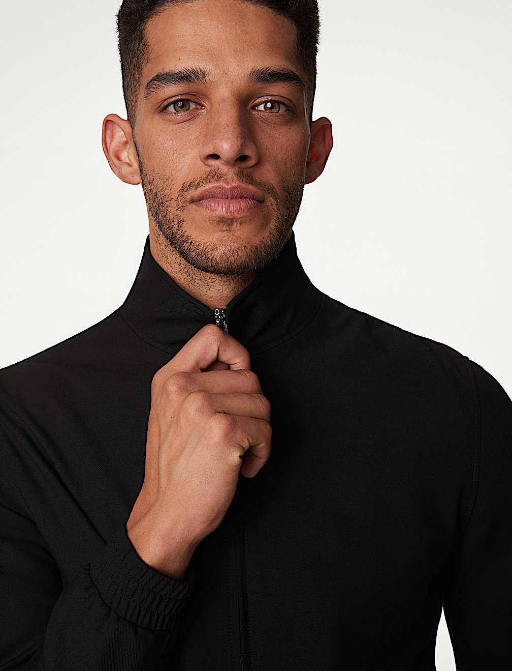 Funnel Neck Stretch Bomber Jacket