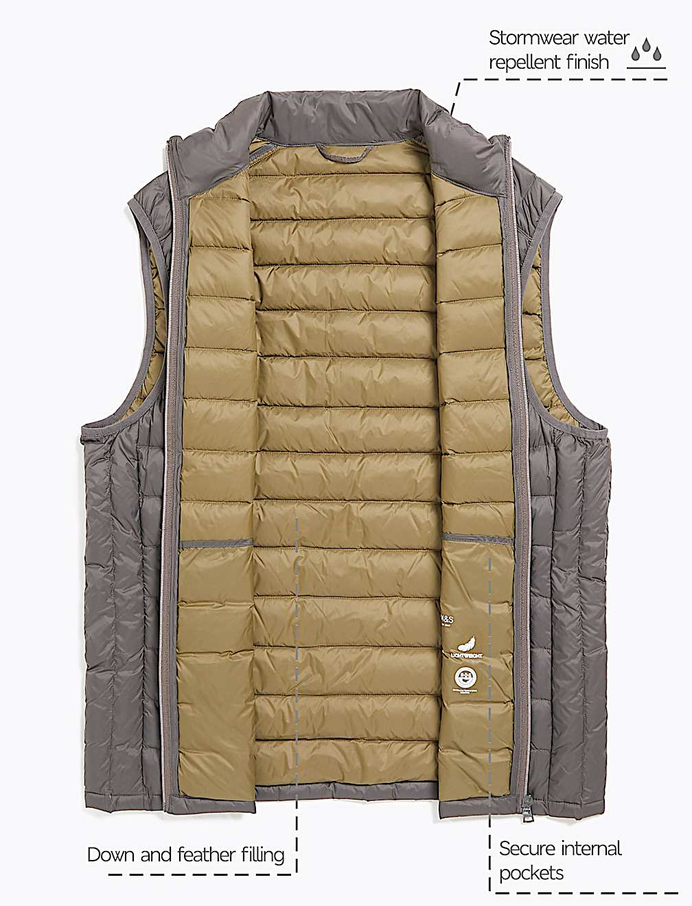 Feather & Down Padded Gilet Stormwear&trade;