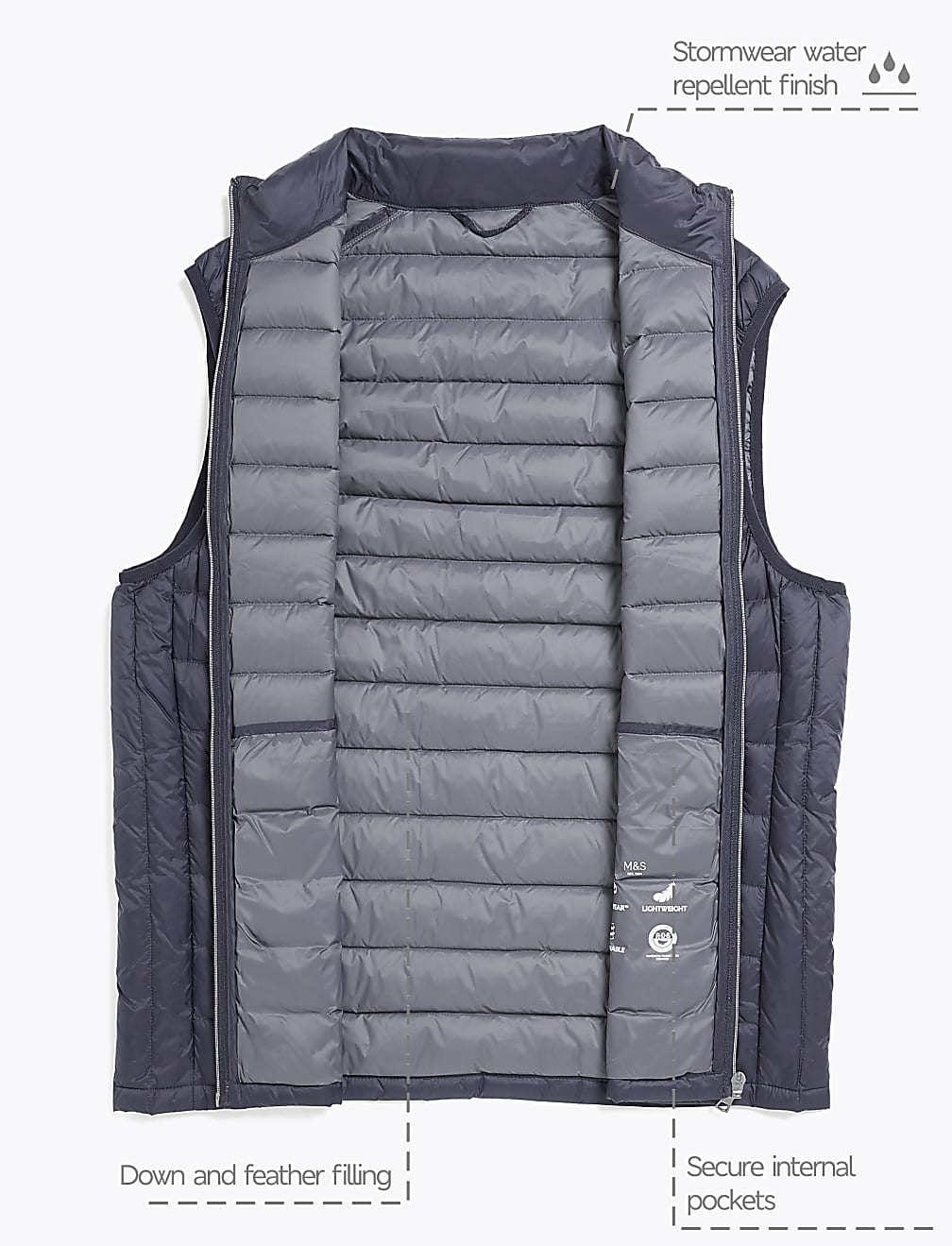 Feather & Down Padded Gilet Stormwear™