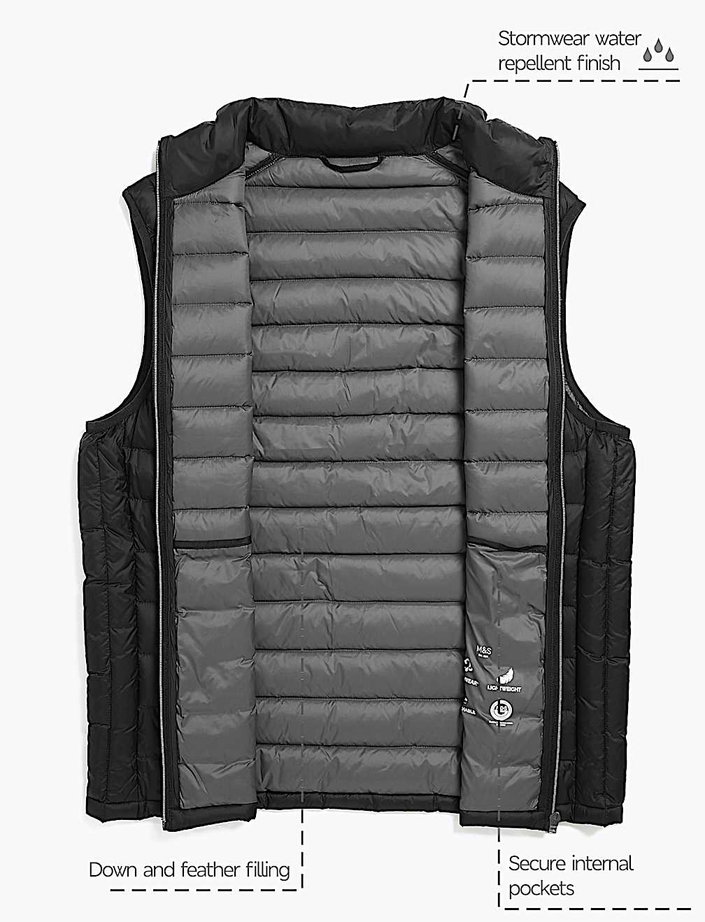 Feather & Down Padded Gilet Stormwear&trade;
