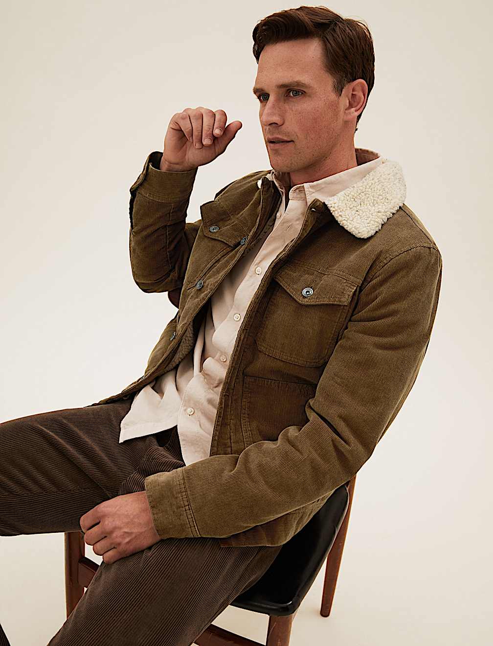 Pure Cotton Utility Borg Lined Jacket
