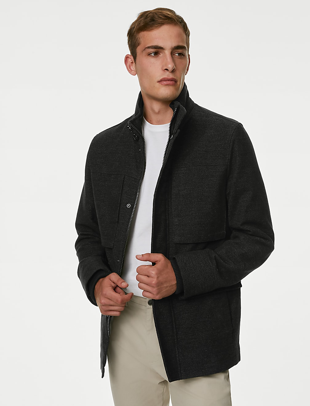 Funnel Neck Moleskin Jacket
