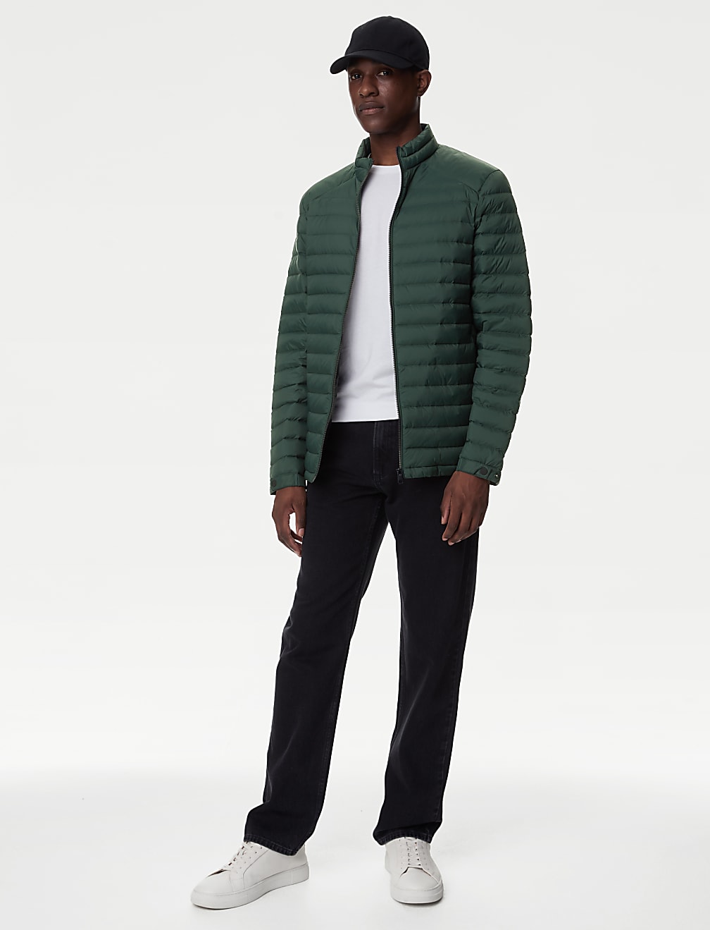 Zip Up Solid Puffed Jacket