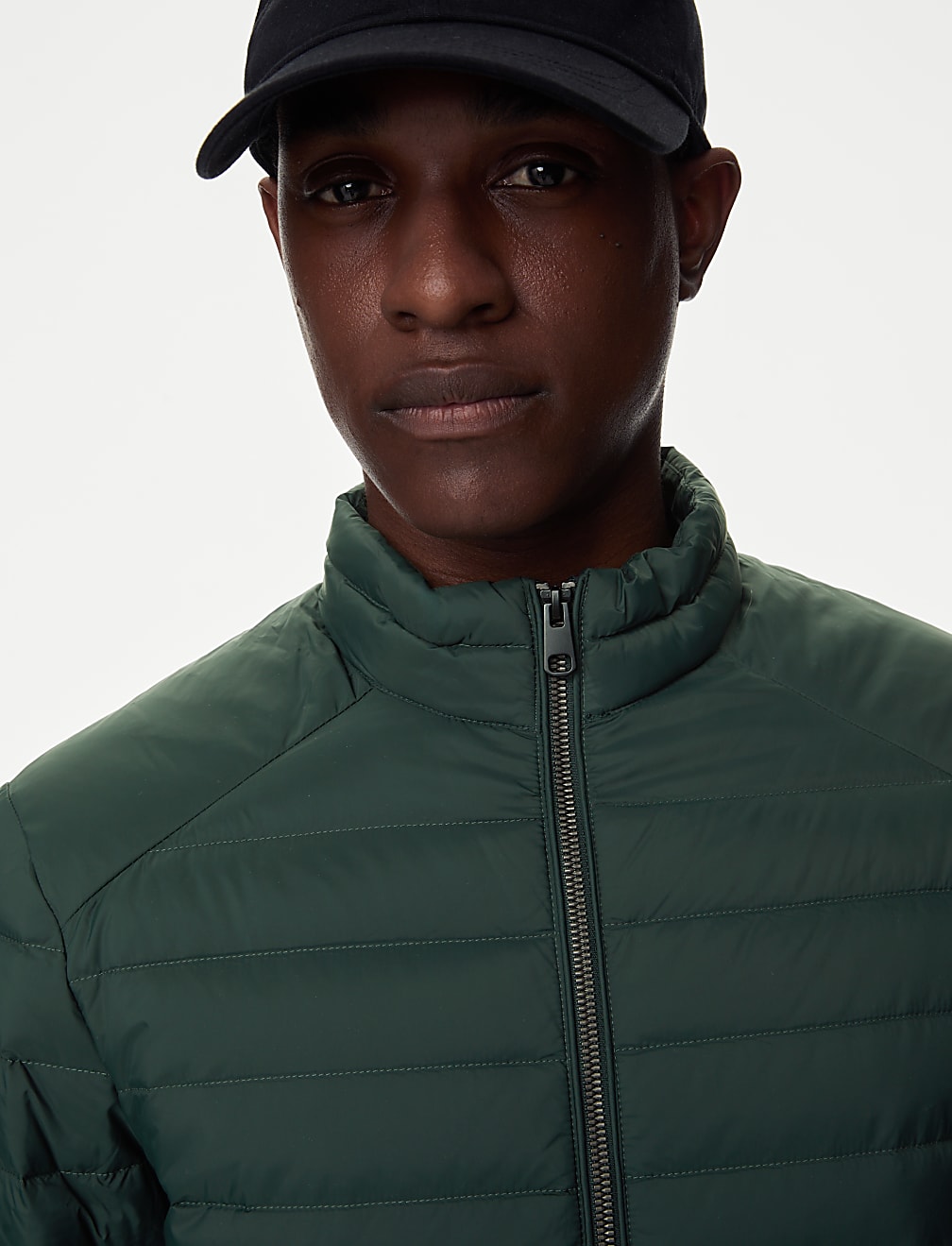 Zip Up Solid Puffed Jacket
