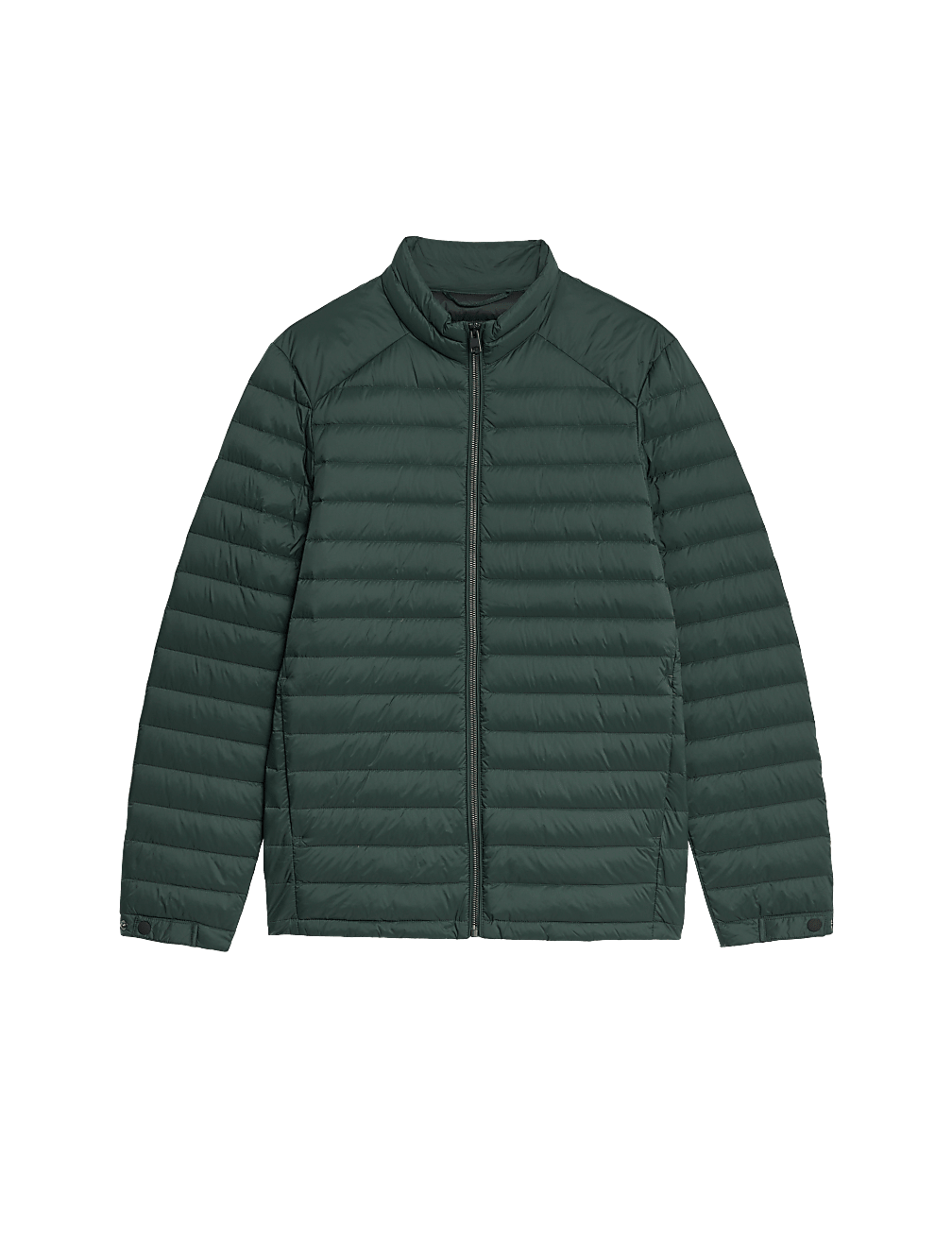Zip Up Solid Puffed Jacket
