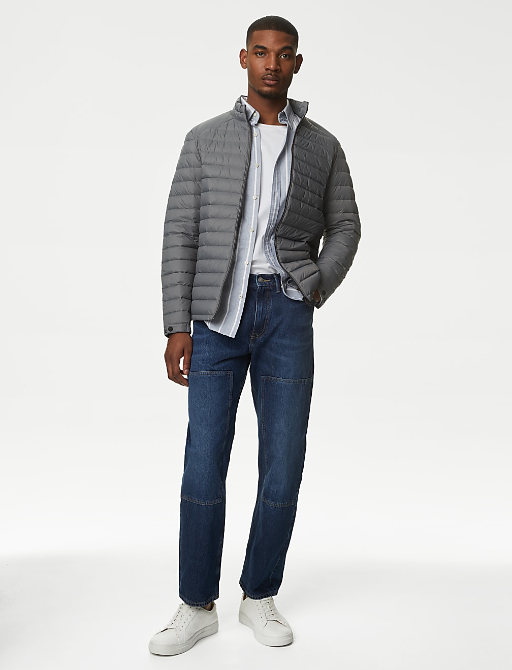 Zip Up Solid Puffed Jacket