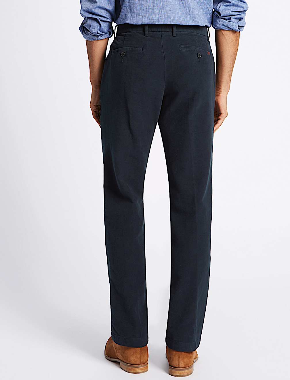 Pure Cotton Regular Fit Italian Moleskin Trousers