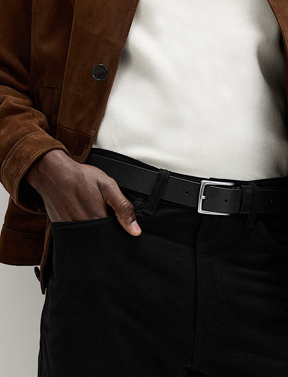 Straight Fit Italian Moleskin 5 Pocket Trousers