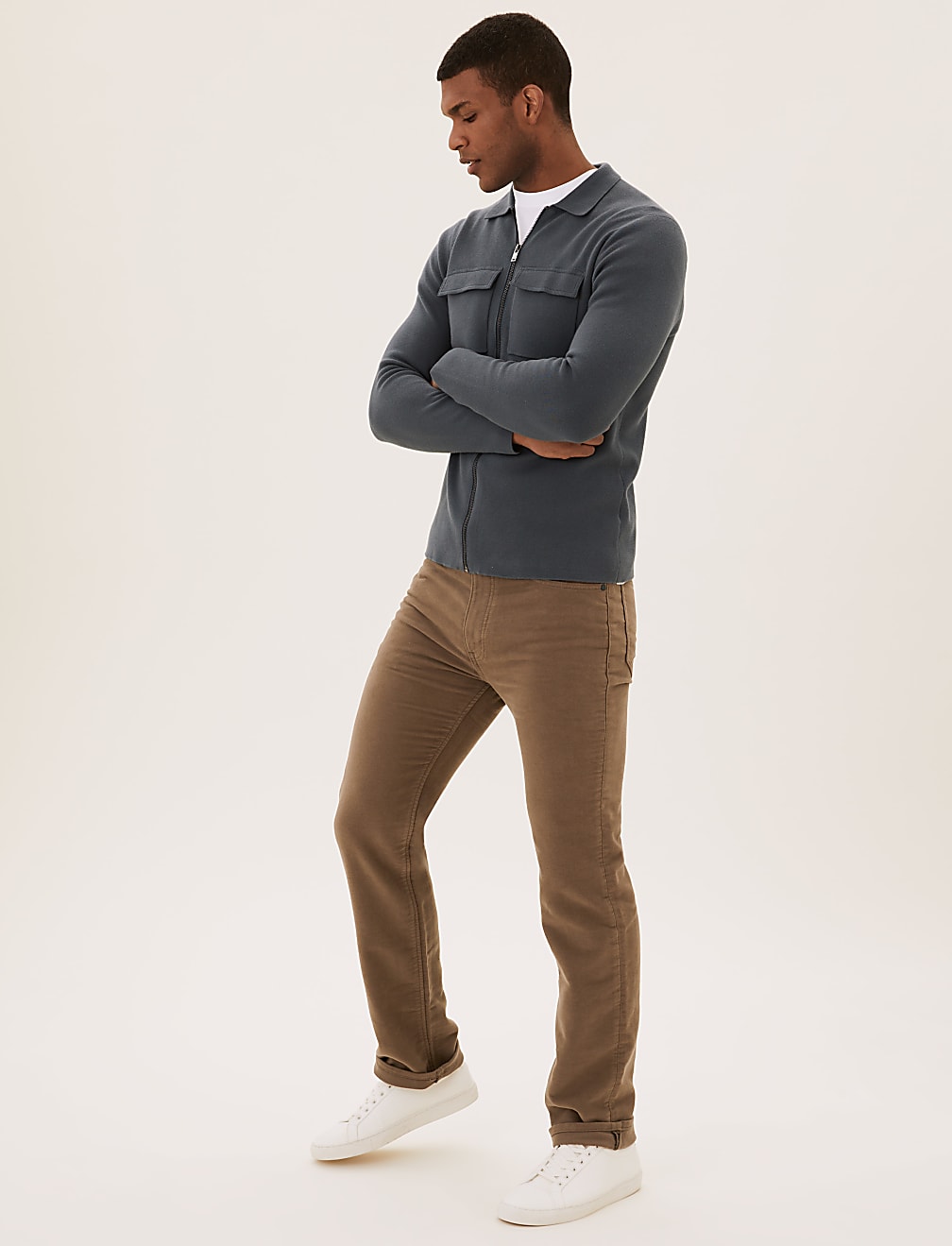 Pure Cotton Plain Regular Fit Trouser