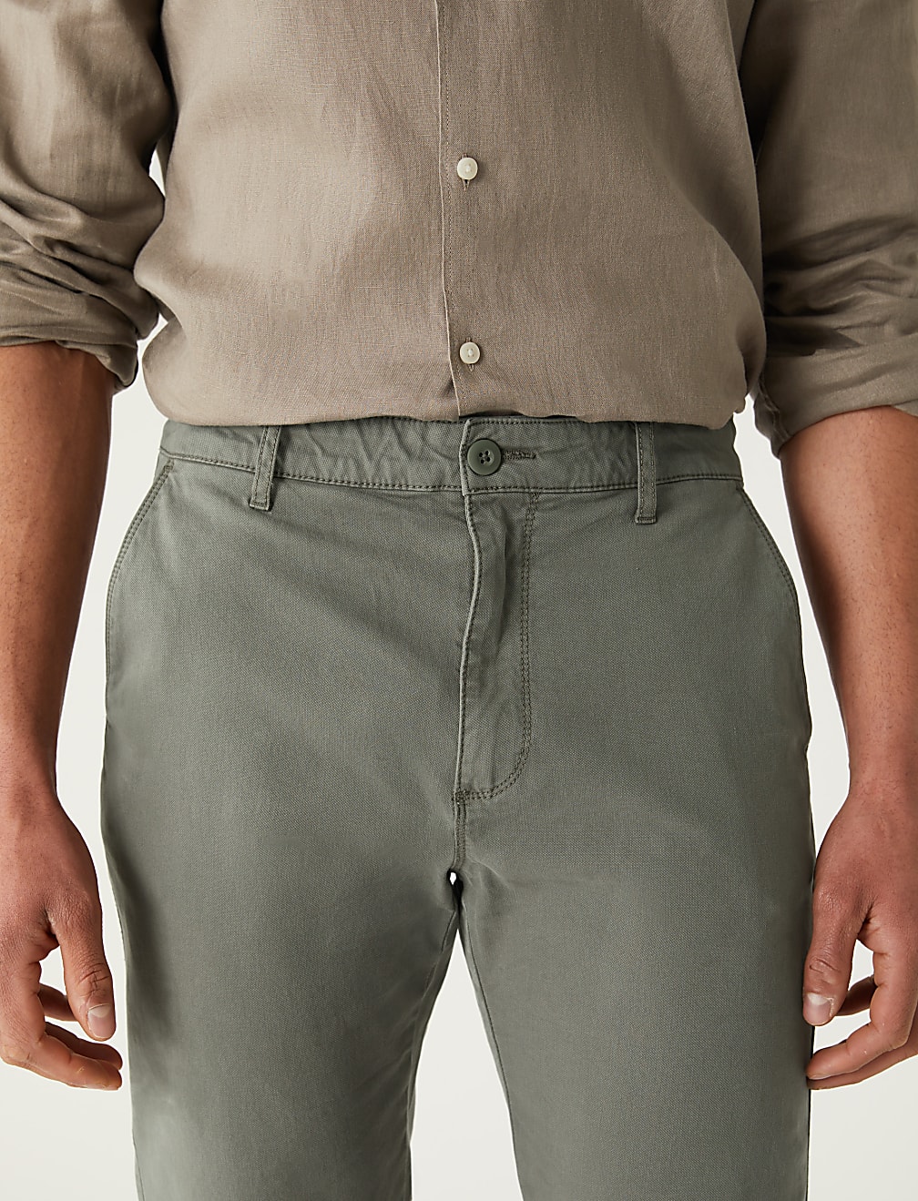 Slim Fit Textured Stretch Trousers