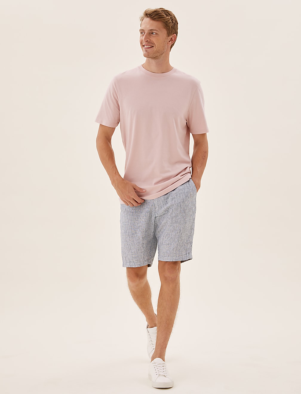 Linen Striped Shorts