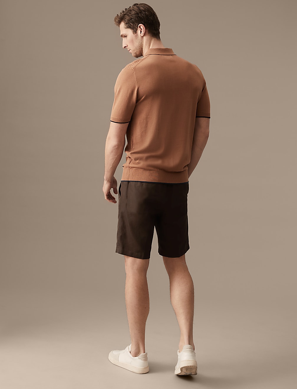 Cotton Linen Elasticated Waist Chino Shorts
