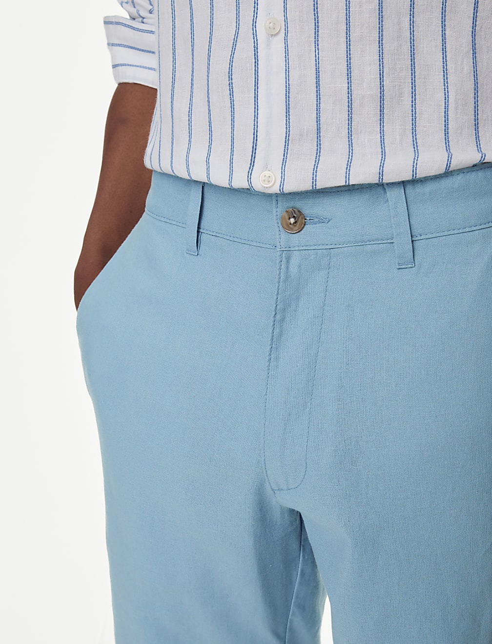 Linen Mix Plain Regular Fit Shorts