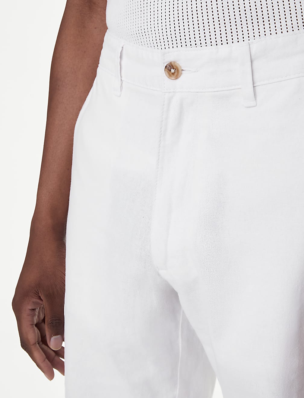 Linen Mix Plain Regular Fit Shorts
