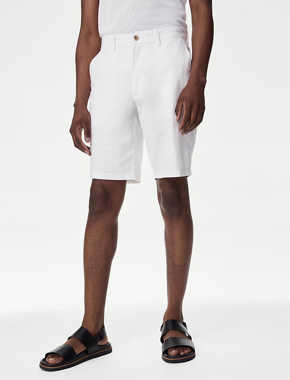 Linen Mix Plain Regular Fit Shorts