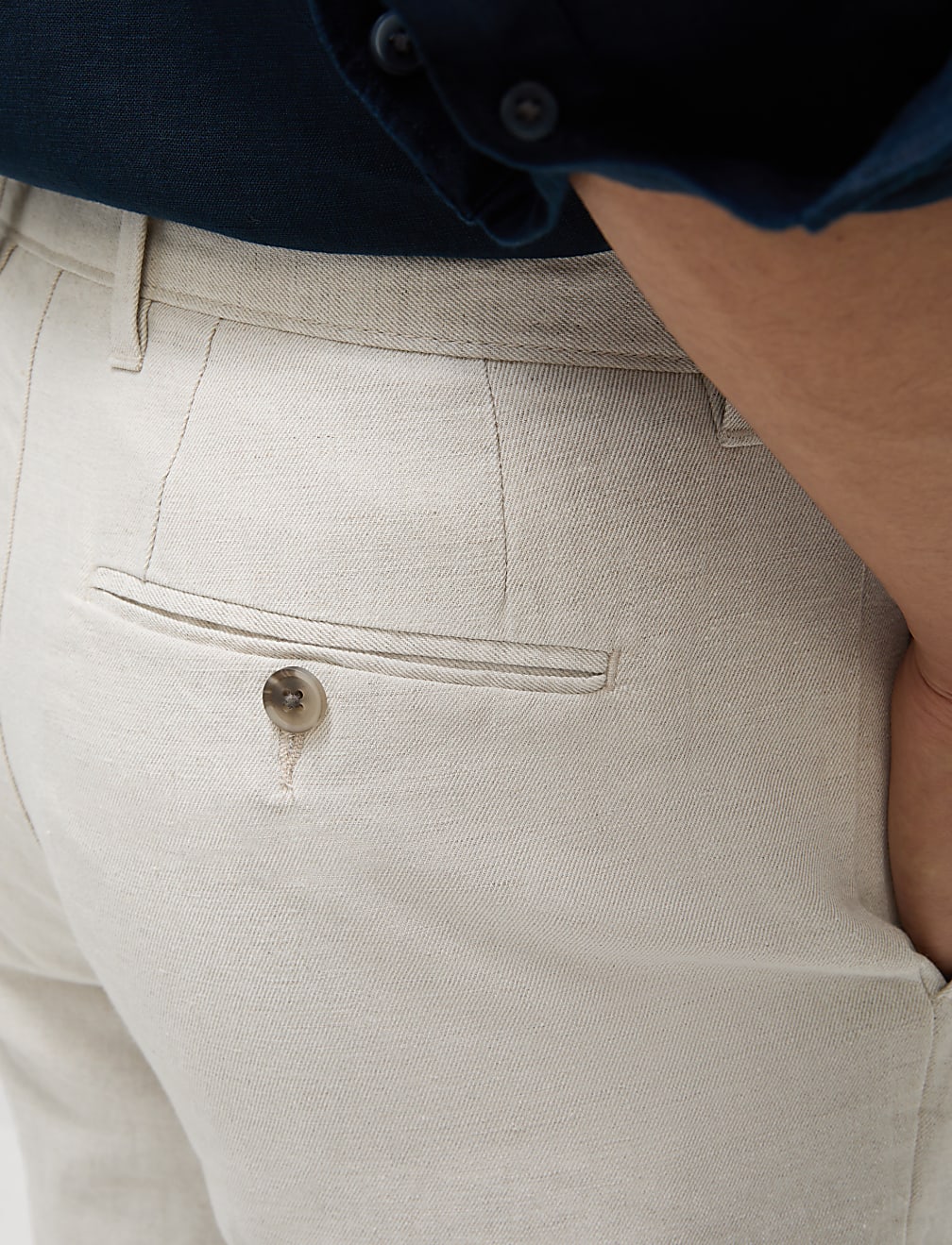 Regular Fit Cotton Linen Blend Chino Shorts