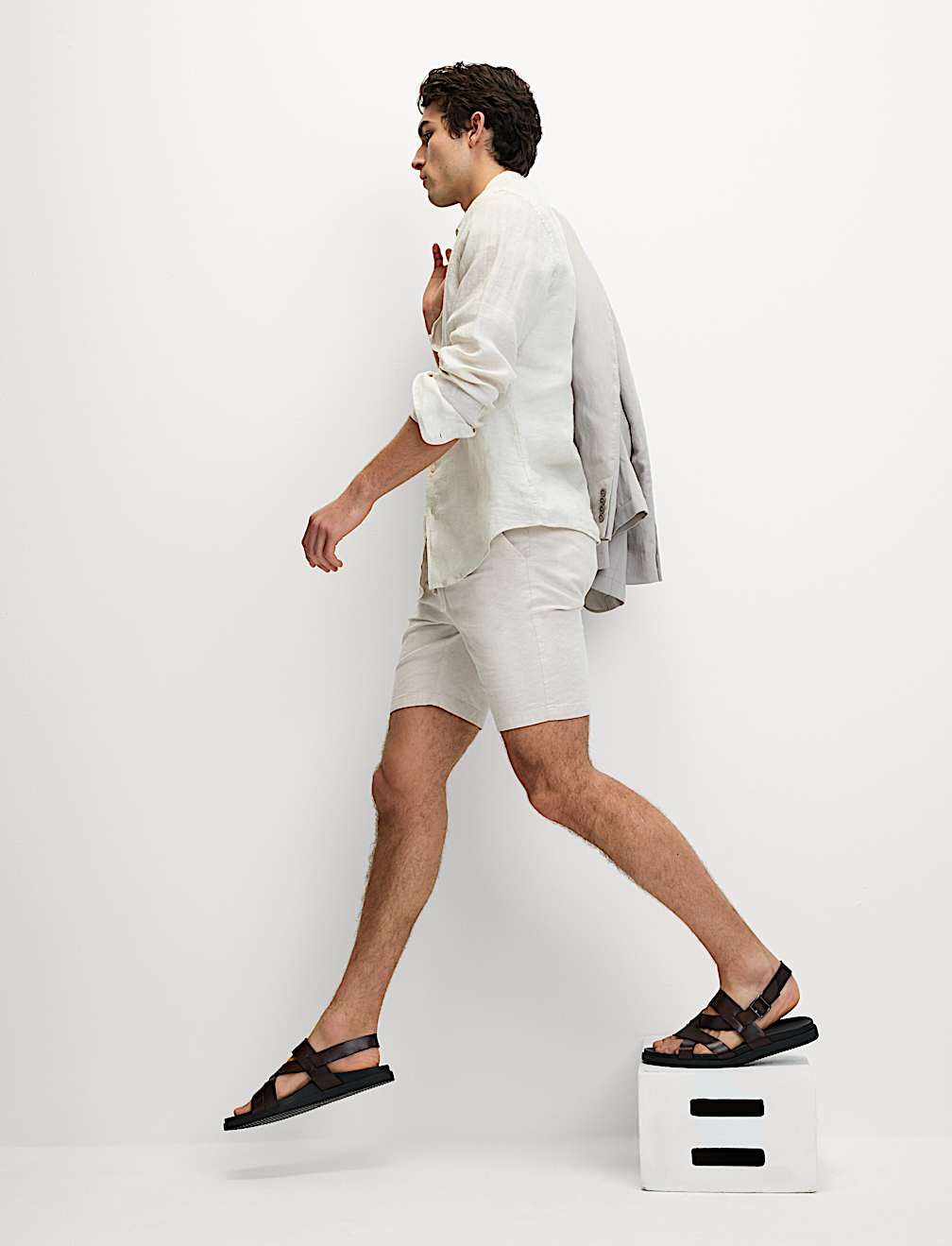 Cotton Linen Blend Elasticated Waist Shorts