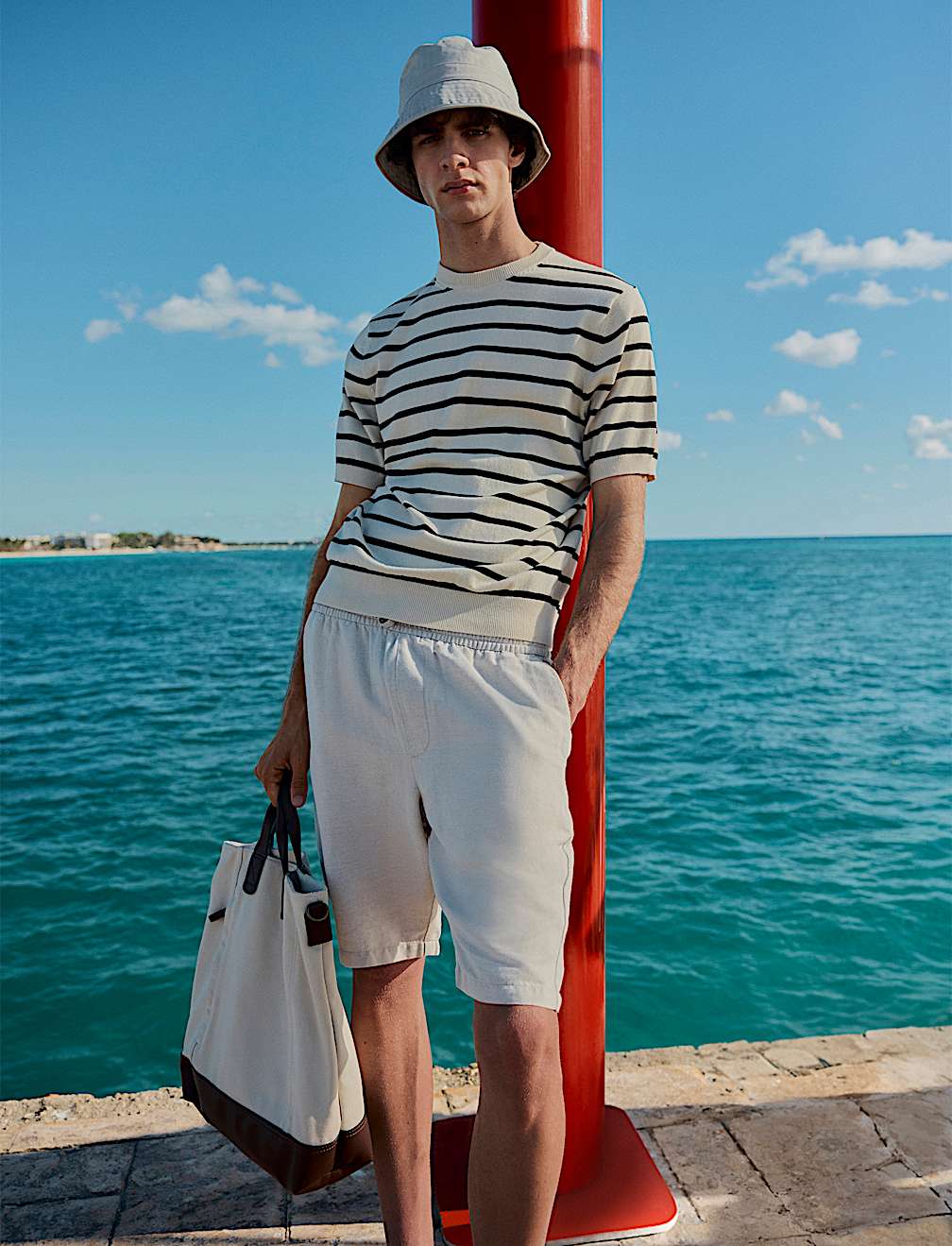 Cotton Linen Blend Elasticated Waist Shorts