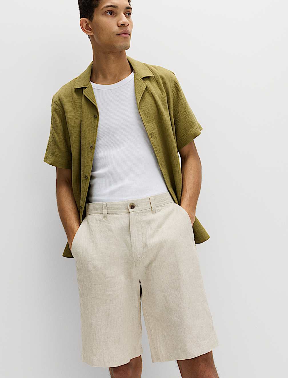 Loose Fit Pure Linen Chino Shorts