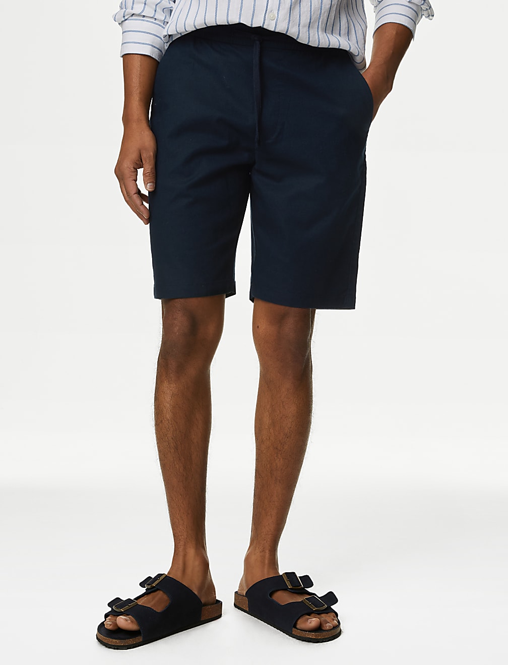 Linen Blend Elasticated Waist Stretch Shorts