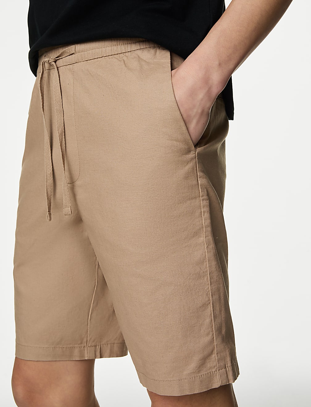 Linen Blend Elasticated Waist Stretch Shorts