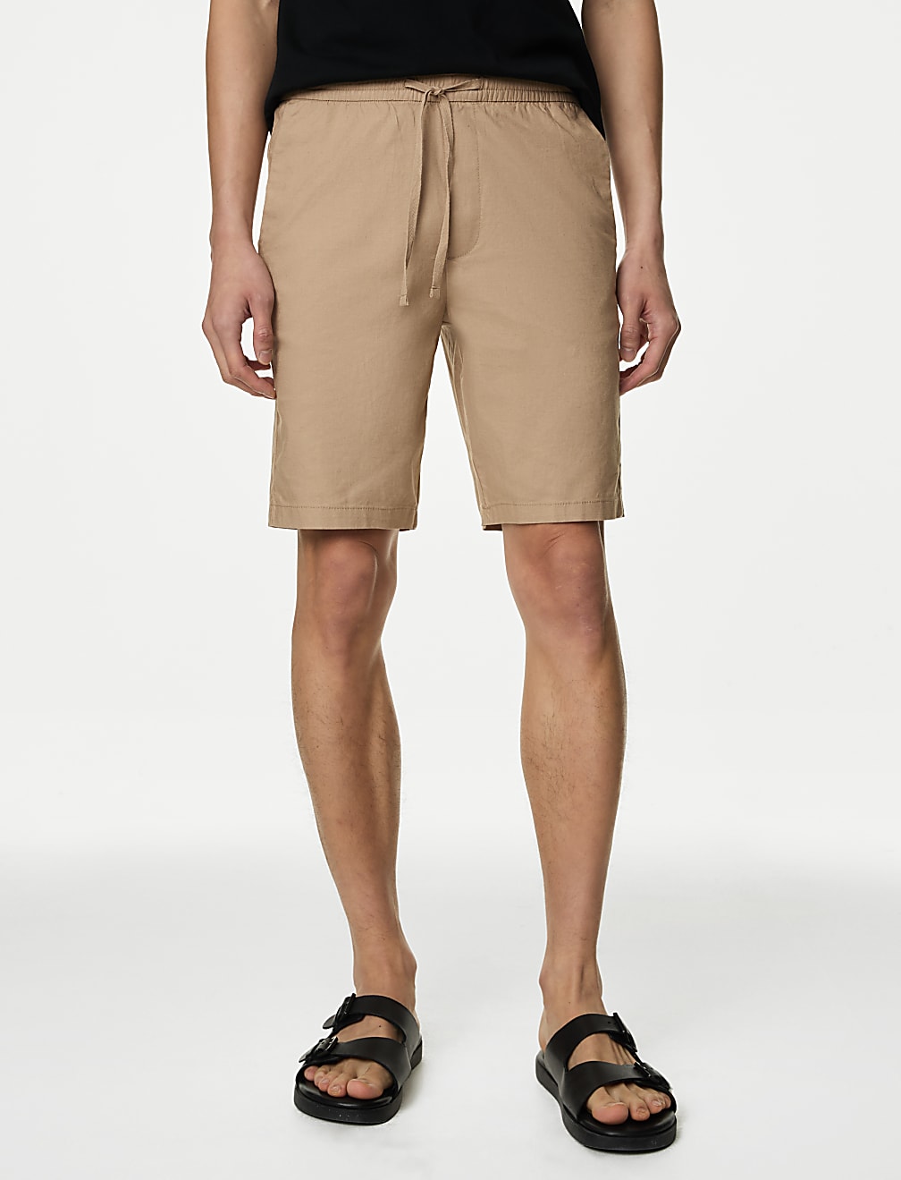 Linen Blend Elasticated Waist Stretch Shorts