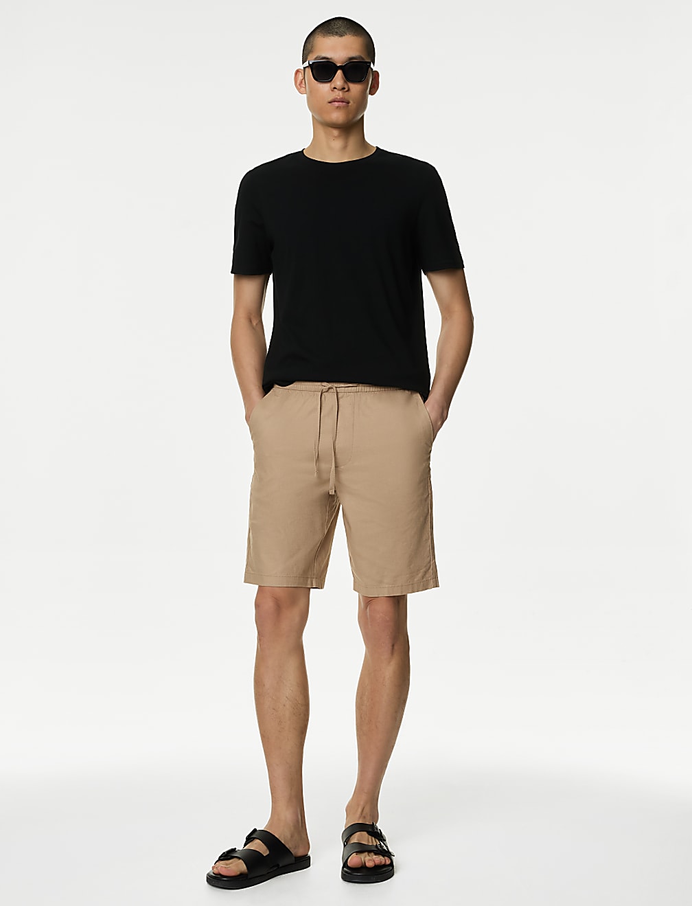Linen Blend Elasticated Waist Stretch Shorts
