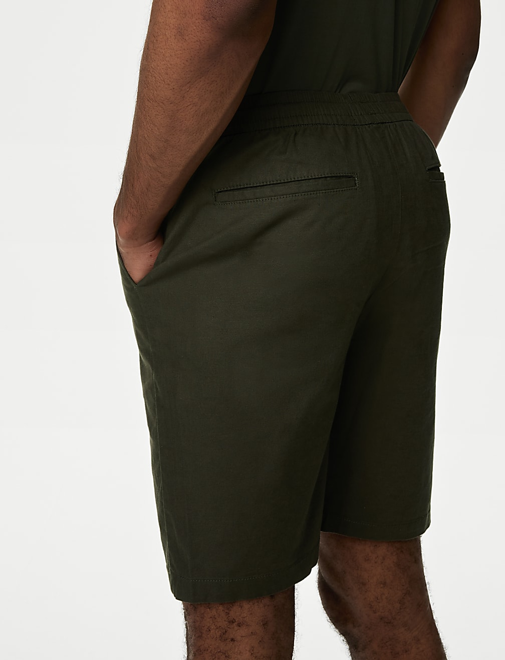 Linen Blend Elasticated Waist Stretch Shorts