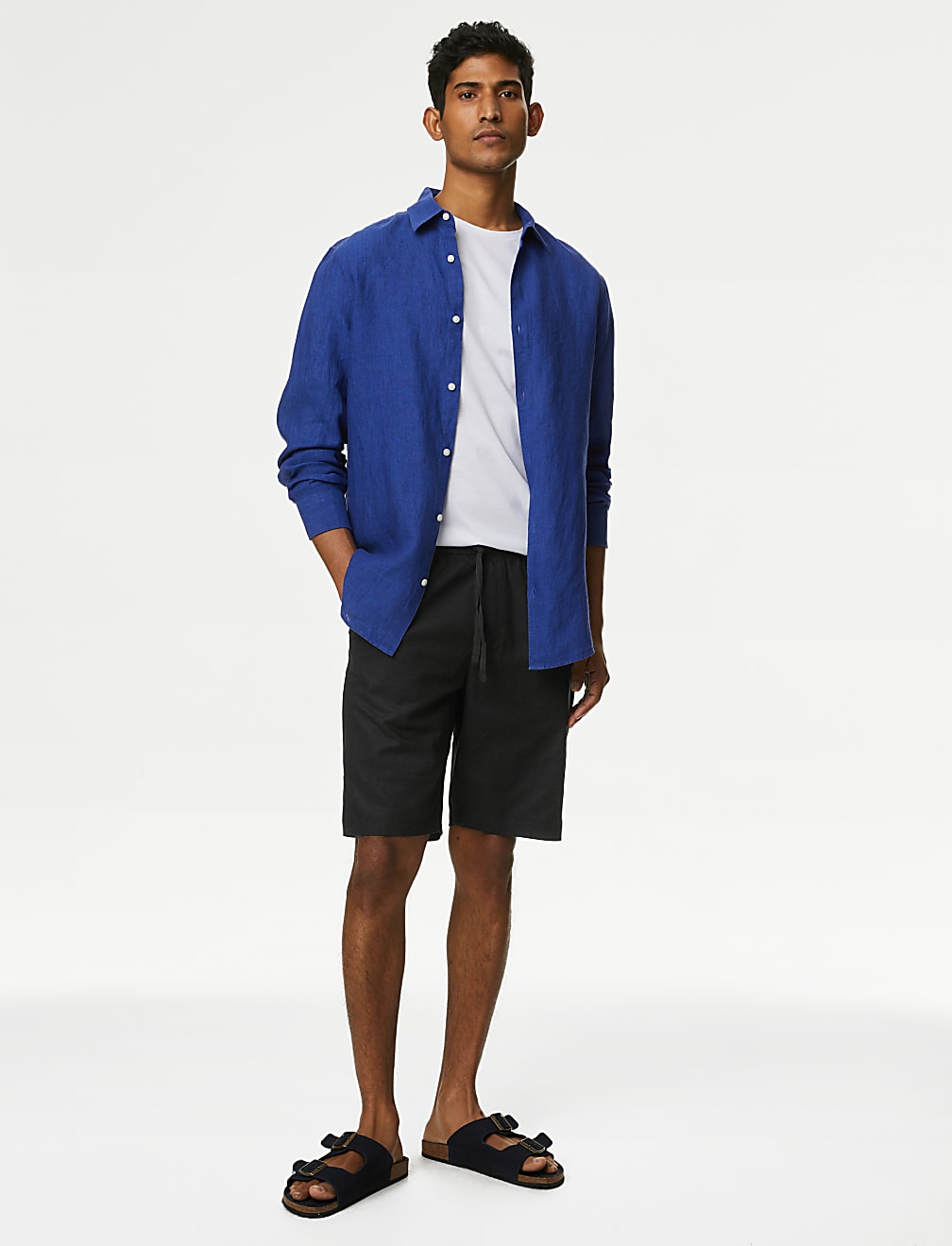 Linen Blend Elasticated Waist Stretch Shorts