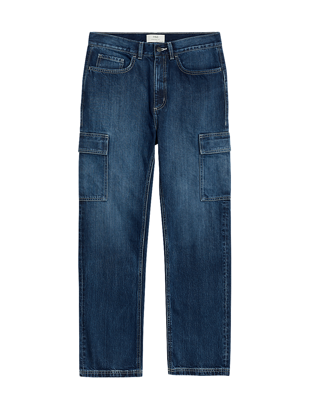 Straight Fit Denim Cargo Jeans