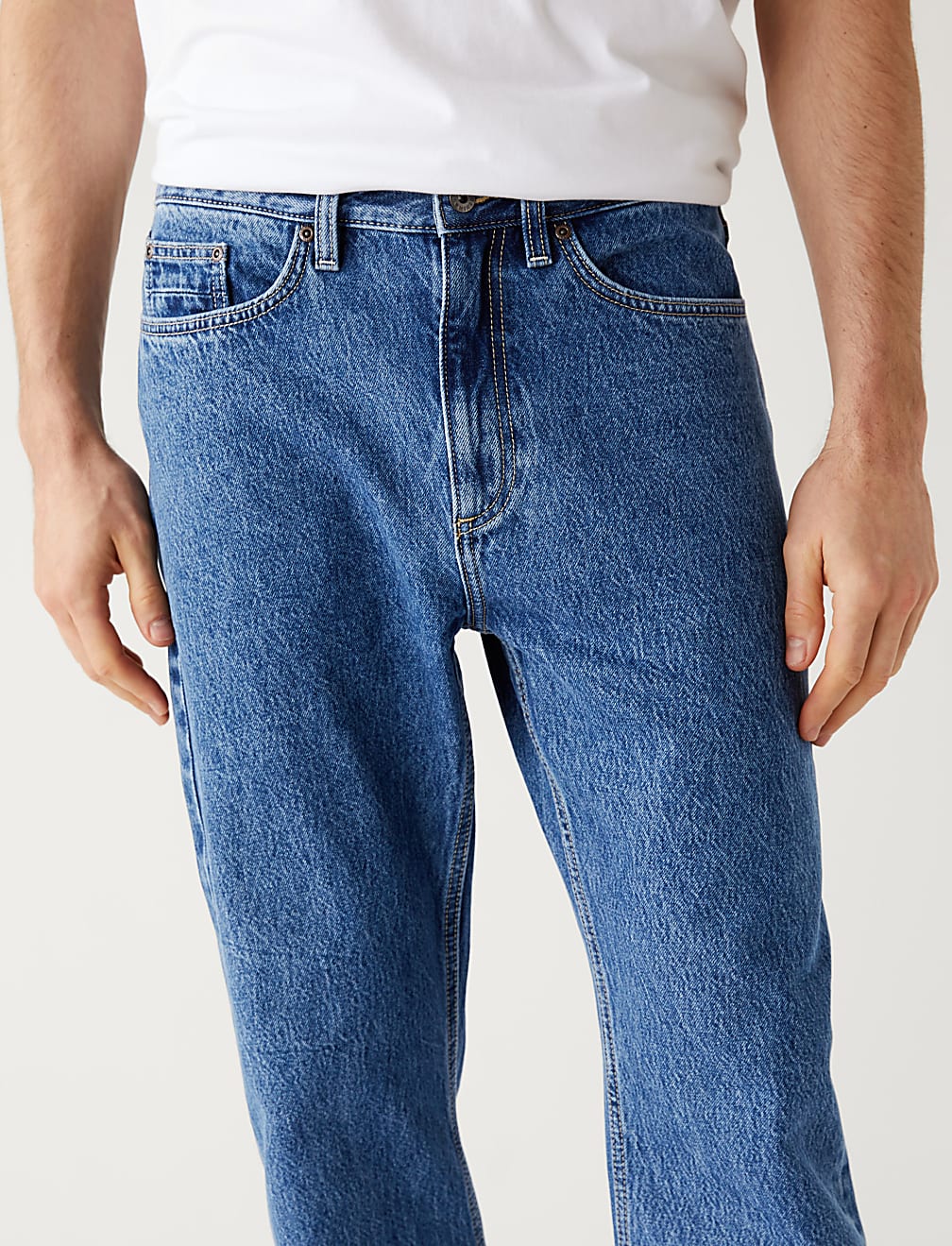 Loose Fit Rigid Vintage Wash Jeans