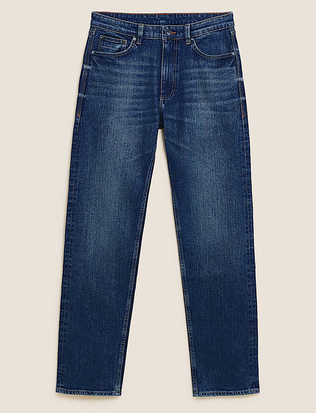 Straight Fit Vintage Wash Stretch Jeans