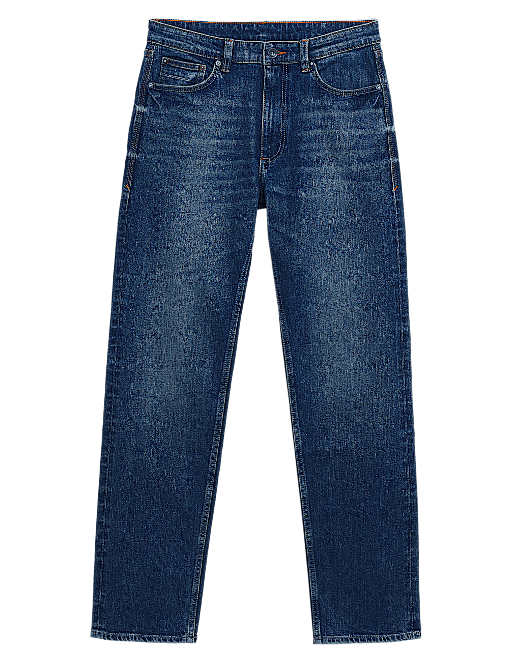 Straight Fit Vintage Wash Stretch Jeans