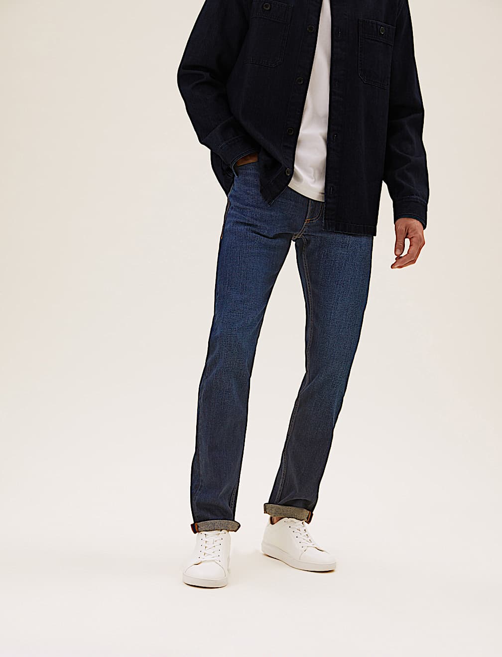 Slim Fit Vintage Wash Stretch Jeans