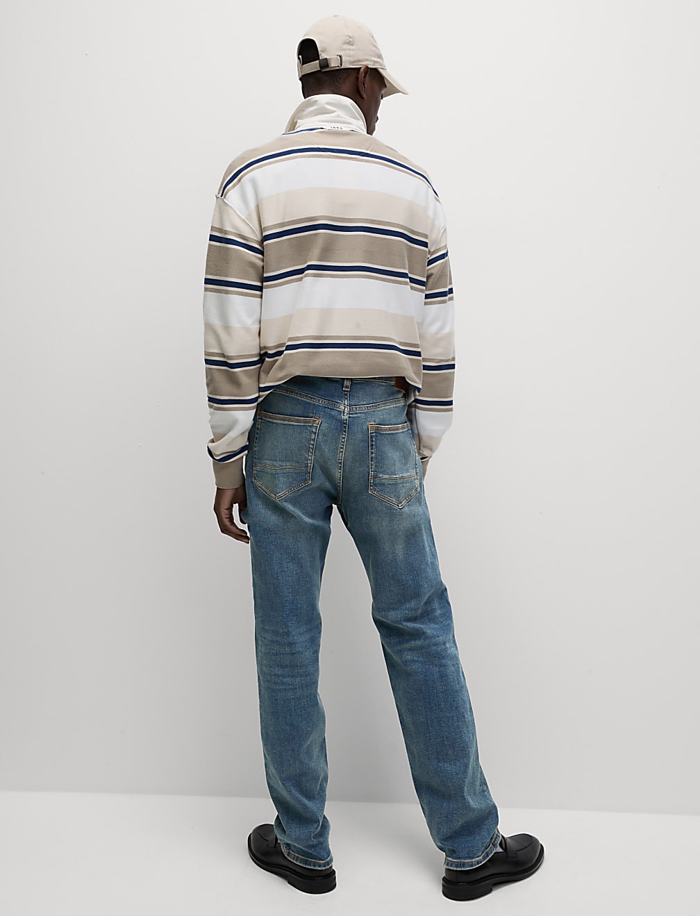 Straight Fit Vintage Wash Stretch Jeans