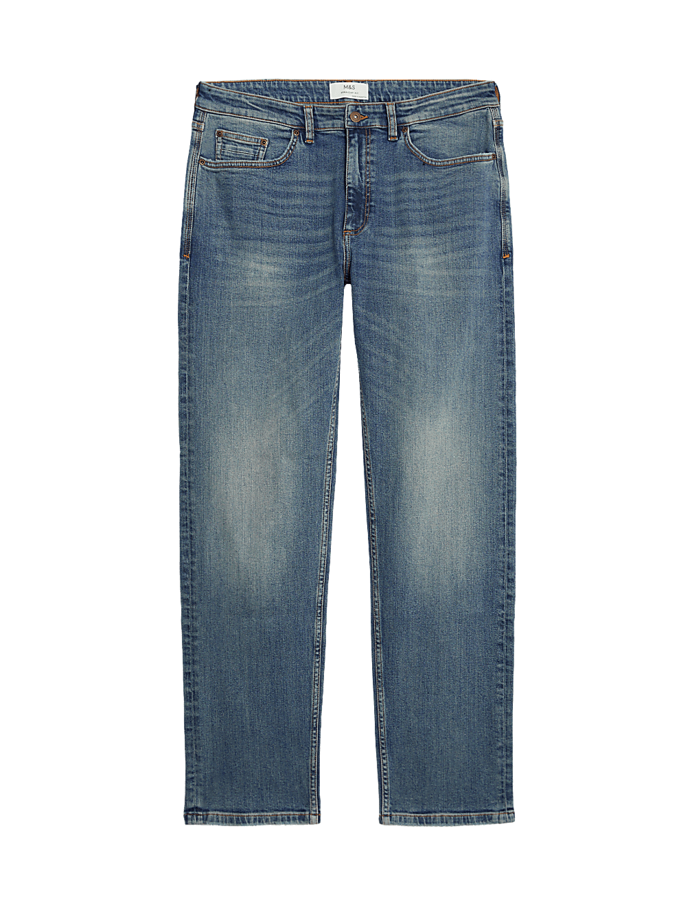 Straight Fit Vintage Wash Stretch Jeans