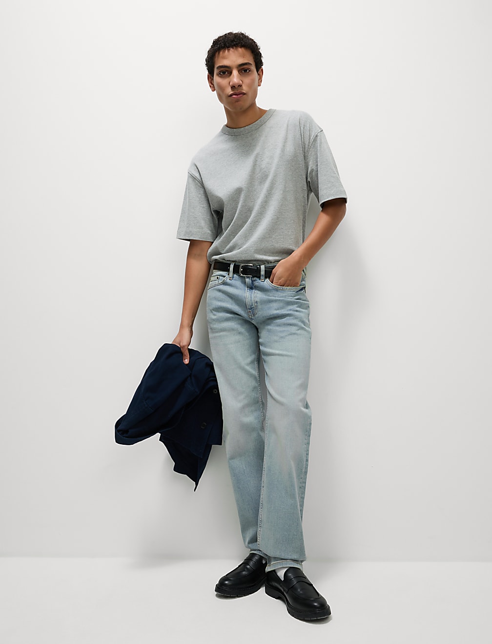 Straight Fit Vintage Wash Stretch Jeans