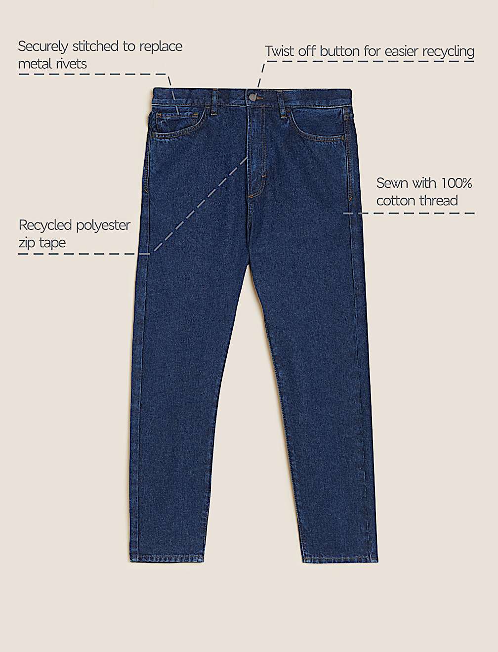 Recycled Cotton Tapered Fit Jeans