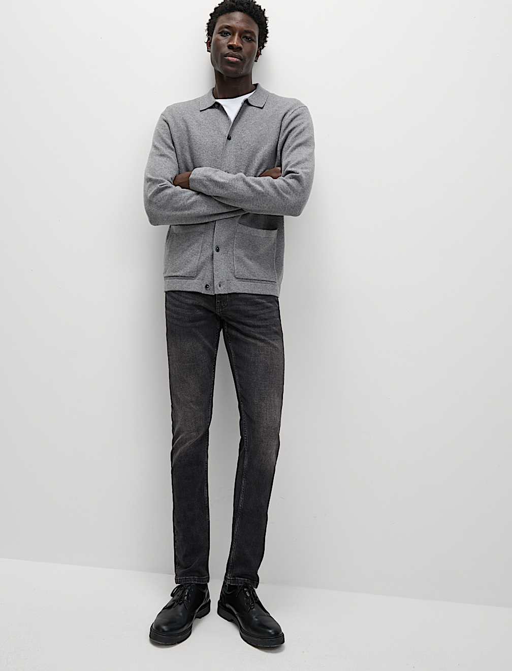Slim Fit Vintage Wash Crosshatch Jeans