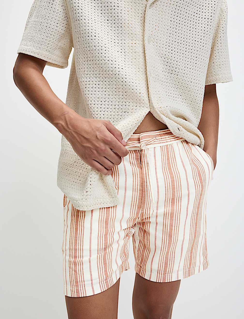 Pure Cotton Striped Shorter Shorts