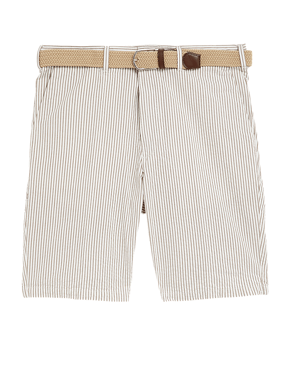 Pure Cotton Seersucker Belted Chino Shorts