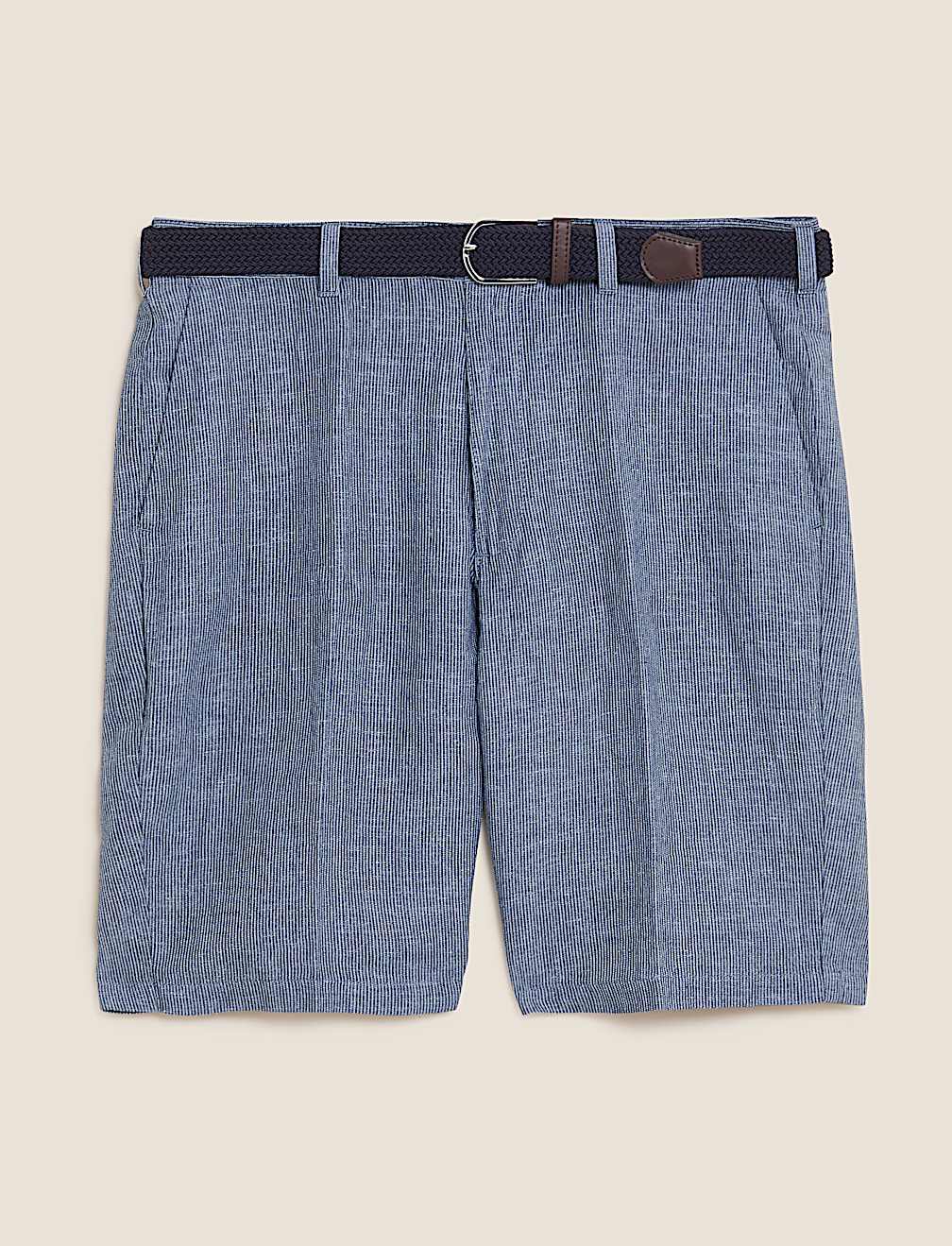 Linen Blend Belted Chino Shorts