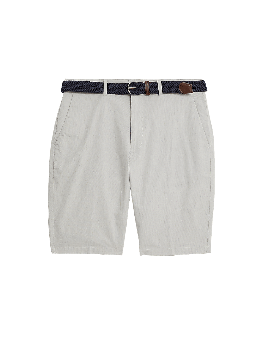 Striped Belted Stretch Chino Shorts