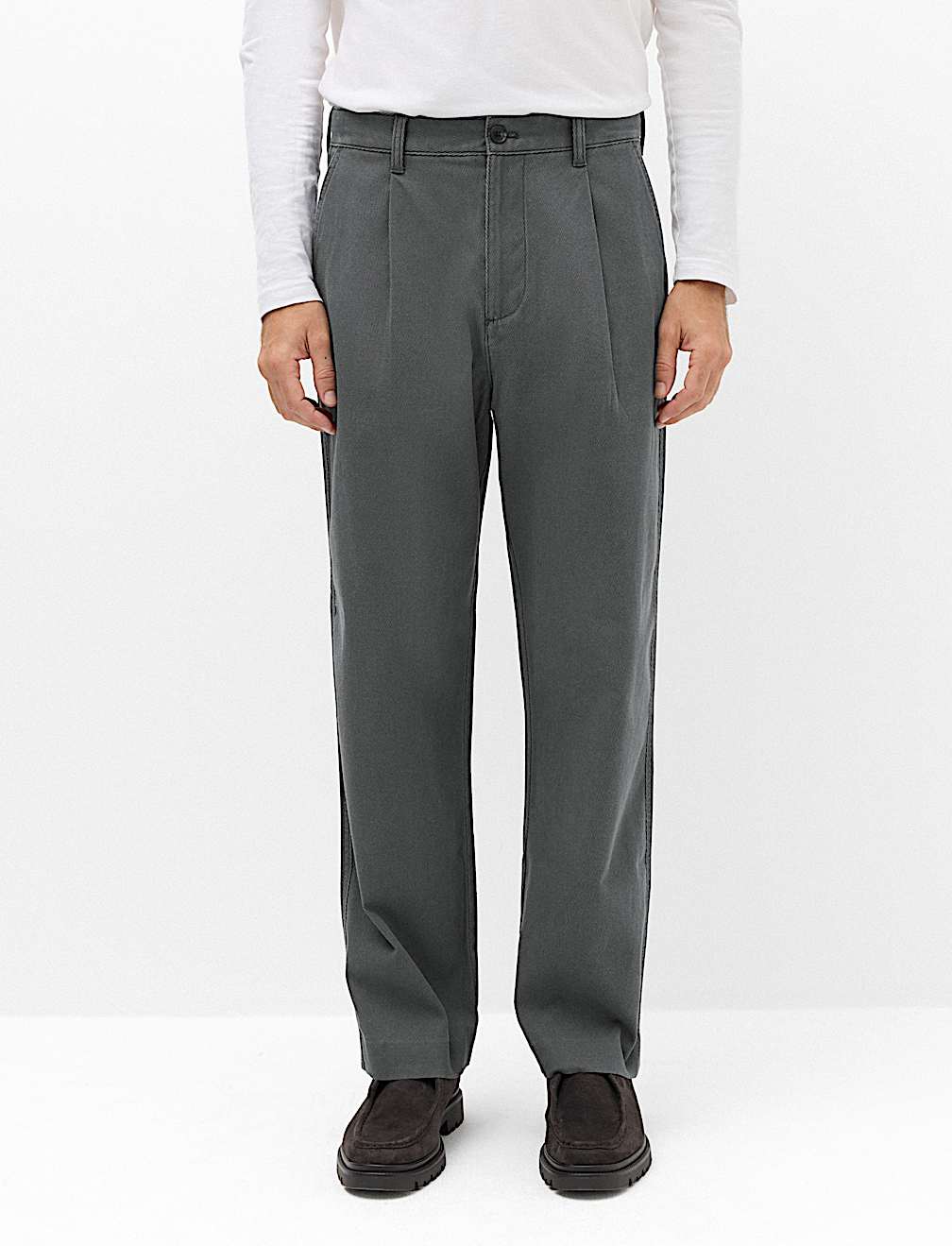 Cotton Rich Relaxed Pleat Front Trousers